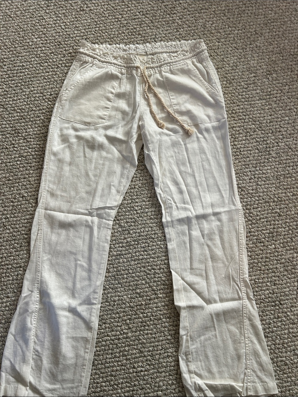 Roxy Ivory Wide-Leg Drawstring Pants